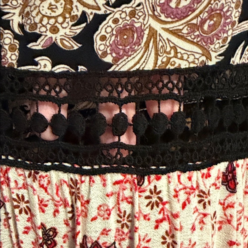 Flying Tomato Boho Festival Maxi Dress~Floral Crochet Waist~Anthro Style~ Small - Picture 11 of 16